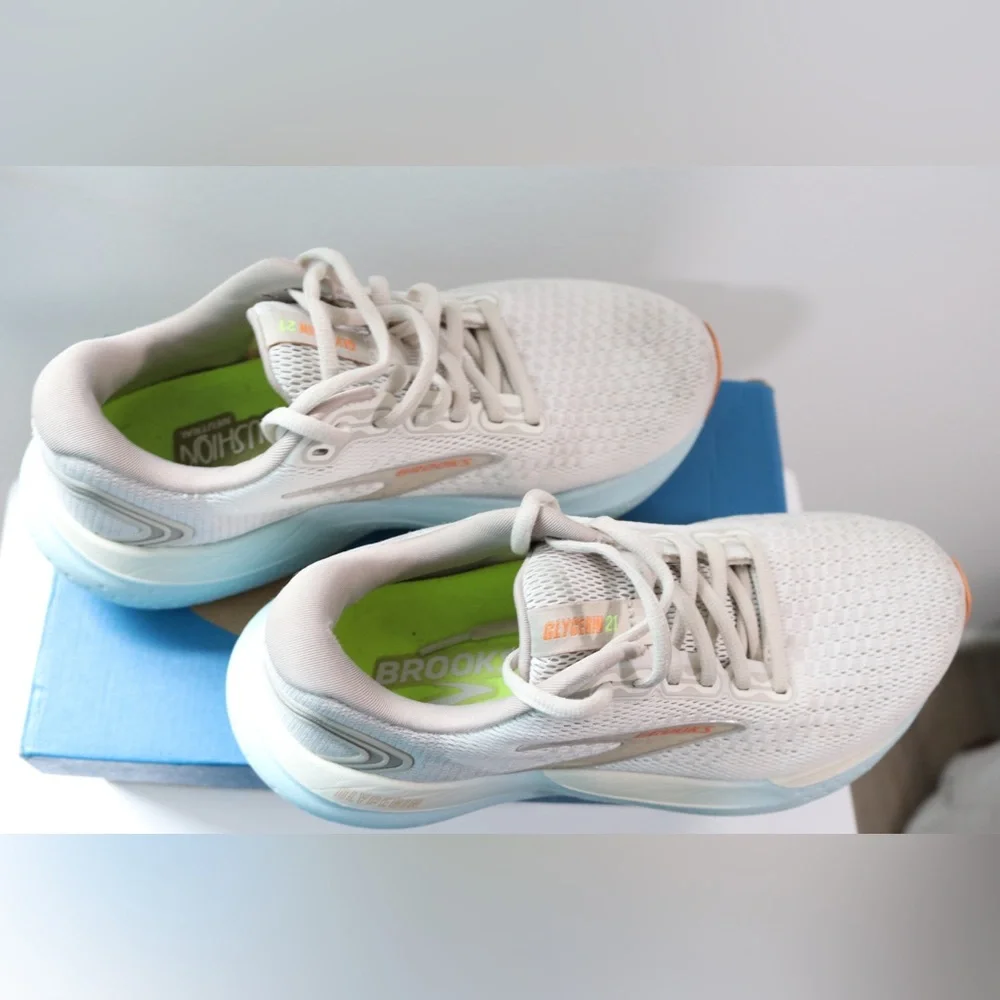 Brooks Women's Sneakers in Cream and Orange - Picture 9 of 16